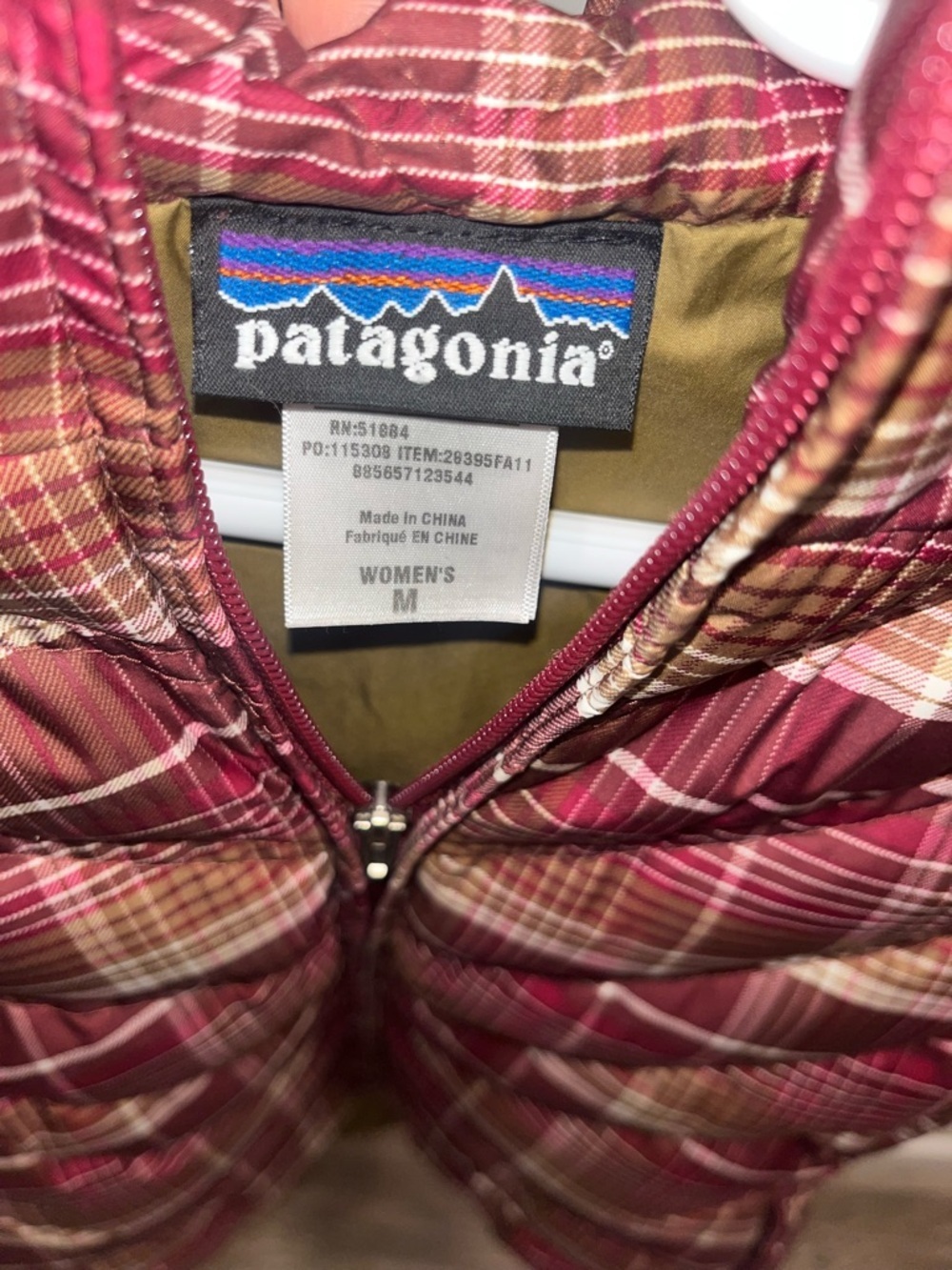 Patagonia Down with it plaid vest Women Medium Goose Down Puffer Sherpa Hooded - Picture 3 of 4